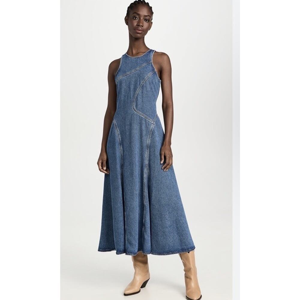 RE/DONE Blue Mere denim Racer Tank Midi Dress Women's Sz M NWT $495